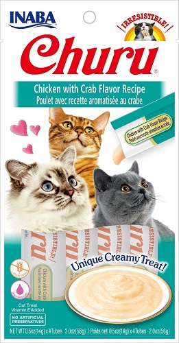 Inaba Churu GF Chicken & Crab Flavor Puree Cat Trt 4pk - Click Image to Close