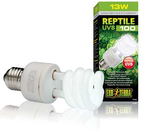 Exo Terra Reptile UVB 100 Compact Bulb - Click Image to Close