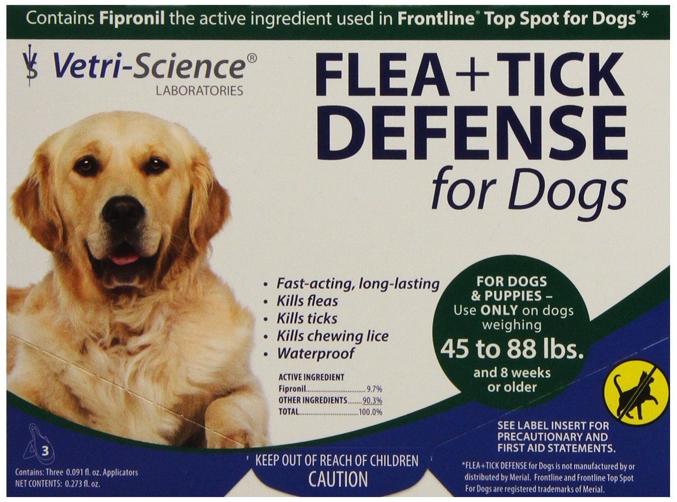 Vetri-Science Flea + Tick Defense for Dogs 45 - 88 Pounds - Click Image to Close