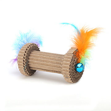 Barbell Roller Corrugated Cat Toy - Click Image to Close